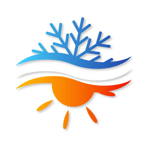 graphic of a sun and snowflake to represent heating and cooling