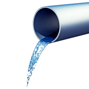 3D illustration of pipe draining water after a good pipe cleaning